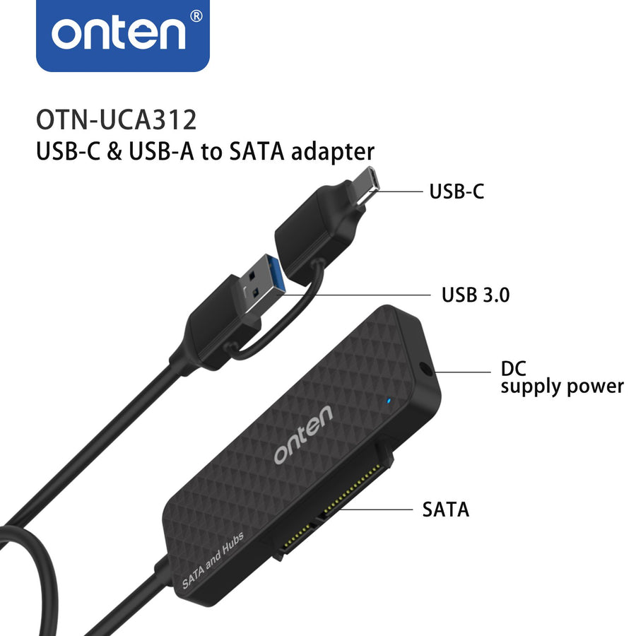 ONTEN USB-C & USB 3.0 to SATA adapter UCA312