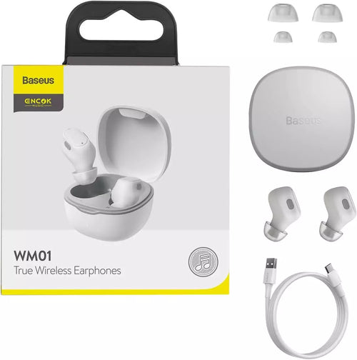 Wireless Earphones True Baseus Encok WM01 White