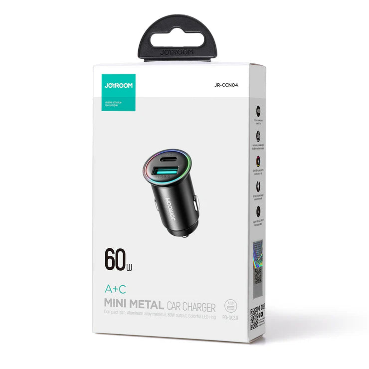 Mini Metal Car Charger 60W A+C JOYROOM JR-CCN04 A+C