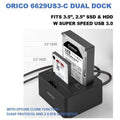 ORICO 6629US3-C 2 Bay SATA to USB3.0 External Hard Drive Docking Station with Duplicator/Clone Function