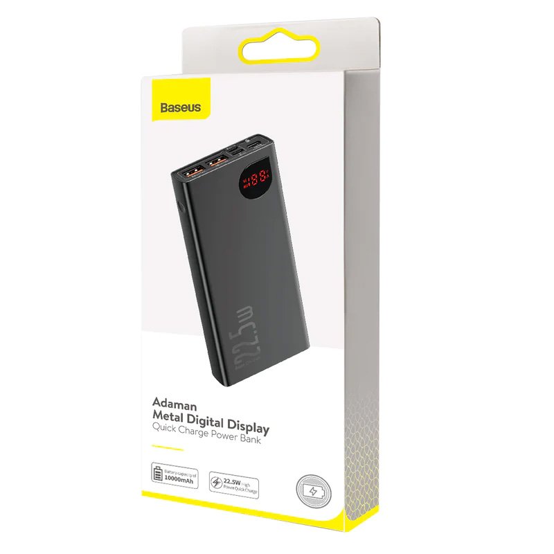 Baseus Adaman 10000mAh 22.5W Metal Power Bank with Digital Display - Black
