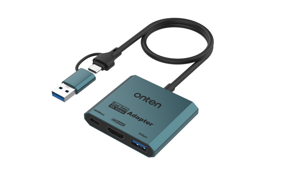 ONTEN 3 -in -2 USB-C&USB-A to HDMI Adapter