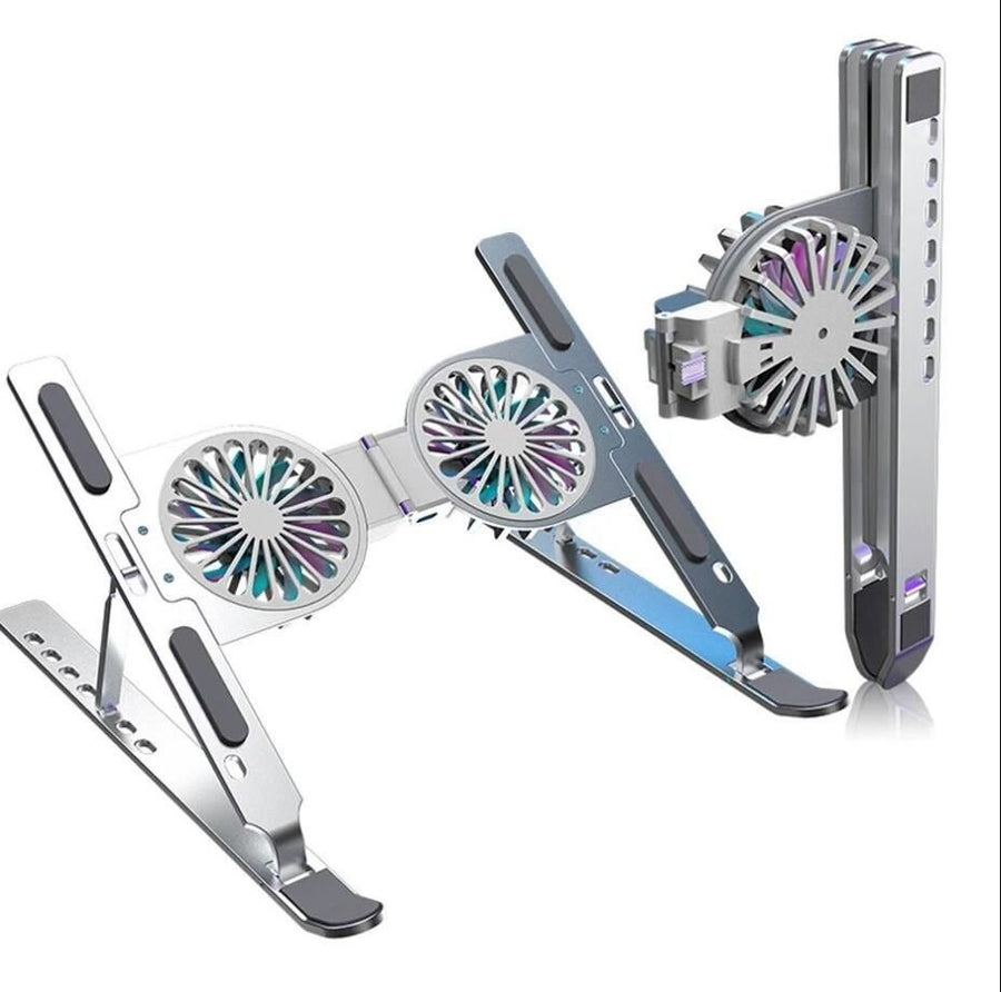 C9 Portable Foldable Laptop Stand with Cooling Fans and RGB Lights