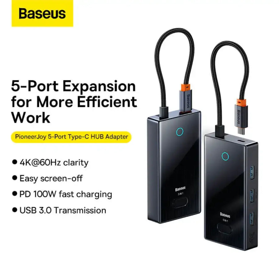 Baseus 5-in-1 Type-C HUB (4K HDMI, USB 3.0, PD)
