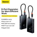 Baseus 8-in-1 Type-C HUB (4K HDMI, USB, PD, RJ45, SD/TF)