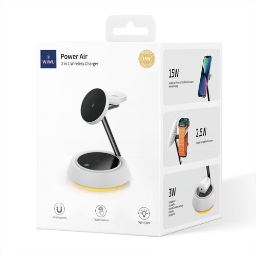 WIWU Wi-W002 3 in 1 Cable Less Charger With Adjustable ambient light