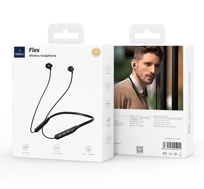 Wireless Earphones - Black Wiwu Flex GB01 Neckband