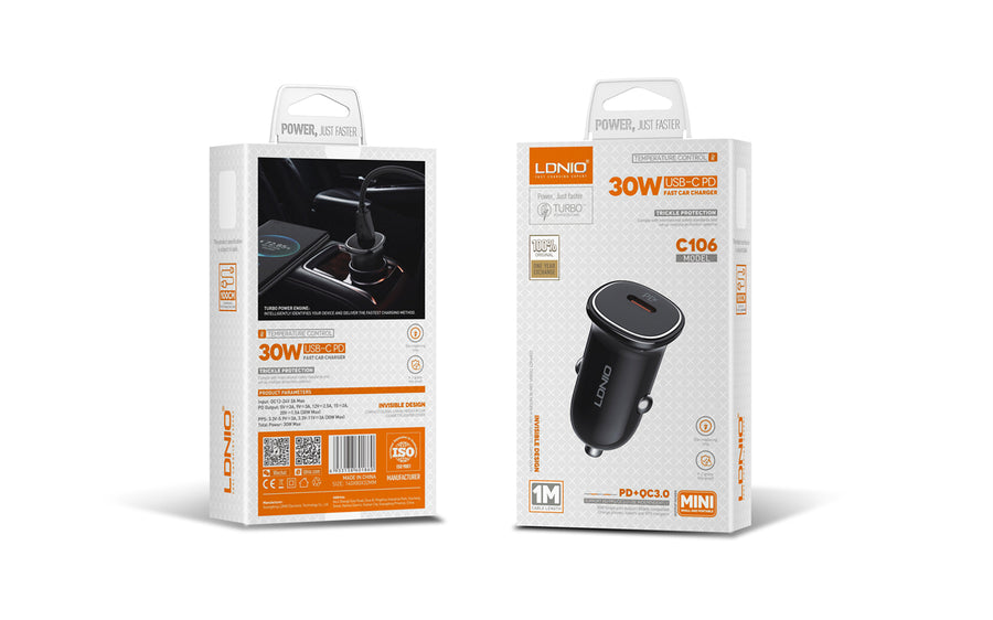 LDNIO C106 30W PD/PPS Fast Car Charger