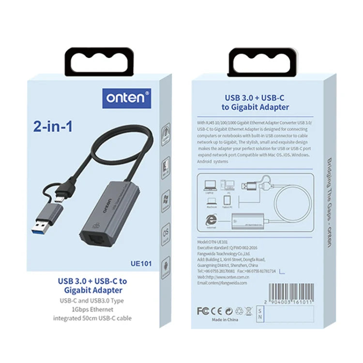 ONTEN USB-C/USB 3.0 to Gigabit Adapter