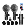 4-in-1 Wireless Lavalier Microphone (2-Piece) for iPhone, Android, Camera & PC
