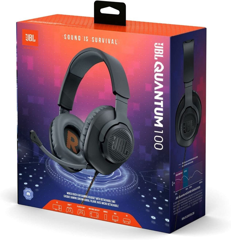 JBL Quantum 100: Black Over-Ear Gaming Headphones