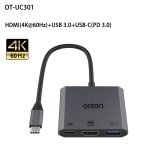 ONTEN 3 in 1 USB-C+HDMI Video Adapter (4K@60HZ)