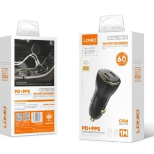 LDNIO C104 60W Super Fast Dual Type-C Car Charger